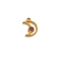 Gold Stainless Steel Crescent Moon Pendant with Purple Stone DIY Jewelry Accessory - Moon Shape (Pendant Only) / Gold/Amethyst