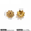 Edelstahl Blumen Perlenkappe Detail, 11.3mm Größe mit Strass Inlay und 1.5mm Loch. - Achtblättrige Sonnenblumen