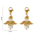 Colgante dije de piedra natural ala de ángel DIY con cierre de mosquetón dorado - Dorado Turquesa Blanca