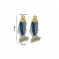 Blau und Gold Fisch Edelstahl Anhänger Charm für DIY Schmuckzubehör, Größe 28x10mm. - Blau-Goldene Farbe (Stil 8)