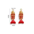 18K Vergoldeter Edler Edelstahl Roter Fisch Anhänger DIY Schmuck Zubehör 29mm lang - Rote Lasur Rotes Bohrauge (Stil 11)
