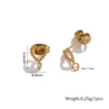 Gold stainless steel heart bead ear stud findings with loop for DIY jewelry making 1pc - Classic Heart Style / 10 Pieces Pack