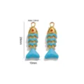 Vergoldeter Edelstahl blauer Emaillierter Fisch Anhänger DIY Schmuck Zubehör Charm. - Blaue Lasur Rotes Bohrauge (Stil 12)