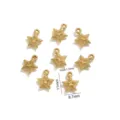 Colgantes de estrella mini de acero inoxidable para joyería DIY, collares y pulseras accesorios. - Colgantes de estrella de cinco puntas 3D con textura dorada / Paquete de 10