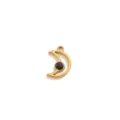Stainless steel crescent moon pendant with black stone, geometric DIY jewelry item. - Moon Shape (Pendant Only) / Gold / Black Turquoise