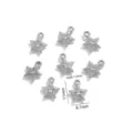 Colgante charm estrella retro mini de acero inoxidable para accesorios de collar DIY - Colgantes de estrella de cinco puntas 3D con textura color acero / Paquete de 10