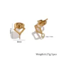 Stainless Steel Earring Studs Geometric Beaded Ear Post DIY Jewelry Making Findings 1pc - Rhombus Style / 10 Pieces Pack