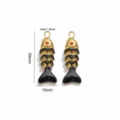 Edelstahl Vergoldet Schwarzer Fisch Anhänger DIY Schmuck Zubehör Komponente 29mm - Schwarze Lasur Rotes Bohrauge (Stil 13)