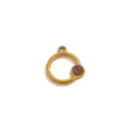 Stainless steel geometric round pendant with purple stone DIY jewelry accessory for necklace. - Round Shape Pendant Only (Without Chain) / Gold/Amethyst