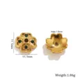 Goldene Kleeblatt Perlenkappe 11.1mm Edelstahl DIY Schmuckherstellung Zubehör - Vierblättriges Kleeblatt - Grüne Strasssteine