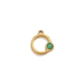 Stainless steel geometric pendant charm with green stone, ideal for DIY jewelry making. - Round Shape Pendant Only (Without Chain) / Gold/Green