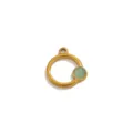 Stainless steel natural stone pendant geometric charm for DIY handmade jewelry making accessories - Round Shape Pendant Only (Without Chain) / Gold/Aventurine