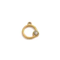 Gold stainless steel geometric circle pendant with natural stone charm for DIY jewelry. - Round Shape Pendant Only (Without Chain) / Gold/White Turquoise