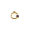 Stainless steel geometric pendant charm with natural blue stone for diy jewelry making accessories. - Round Shape Pendant Only (Without Chain) / Gold/Lapis Lazuli