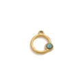Stainless steel geometric round pendant with turquoise stone charm DIY jewelry accessory. - Round Shape Pendant Only (Without Chain) / Gold / Turquoise