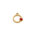 Stainless steel gold geometric ring pendant with red natural stone for DIY handmade jewelry. - Round Shape Pendant Only (Without Chain) / Gold / Red Turquoise