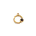 Stainless Steel Geometric Pendant Gold Color With Black Stone DIY Jewelry Charm Accessory - Round Shape Pendant Only (Without Chain) / Gold / Black Turquoise