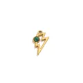 Gold stainless steel lightning bolt pendant with green natural stone DIY jewelry charm - Lightning Shape Pendant Only (Without Chain) / Gold/Malachite