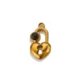 Stainless steel heart lock pendant with dark stone insert minimalist titanium fashion jewelry item - Heart Lock Style (Pendant Only) / Gold/Tiger Eye