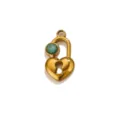Stainless steel heart lock pendant with green stone variant, stylish minimalist jewelry accessory. - Heart Lock Style (Pendant Only) / Gold/Lake Blue