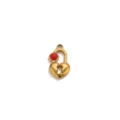 Gold stainless steel heart lock pendant with red bead DIY jewelry accessory charm - Heart Lock Style (Pendant Only) / Gold / Red Turquoise