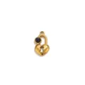 Stainless steel heart lock pendant with black stone for DIY jewelry making variant - Heart Lock Style (Pendant Only) / Gold / Black Turquoise