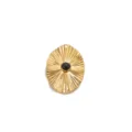 Pendentif ovale rétro en acier inoxydable avec pierre noire pour la fabrication bijoux - Style Soleil Ovale / Lot de 4 / Noir