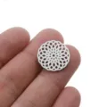 Edelstahl geometrischer hohler runder DIY Anhänger Schmuckzubehör für Halskette - Stahlfarbe Scheiben-Anhänger (Hohl Geometrisch Rund)