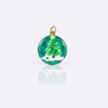Pendentif arbre de noël charme rond en métal mignon accessoire de suspension de vacances bijoux - Sapin de Noël vert