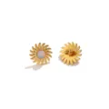 Boucles d'oreilles soleil dorées avec opale synthétique, bijou rétro en acier inox. - Style Tournesol Doré / 1 Pièce / Transparent
