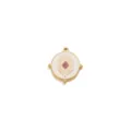Stainless steel vintage round pendant DIY necklace jewelry accessory with pink crystal and white enamel. - Square Plaque Pendant / Pink