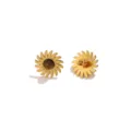 Boucles d'oreilles clous soleil pierre précieuse vintage en acier inoxydable pour femmes. - Style Tournesol Doré / 1 Pièce / Brun