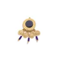 Stainless steel vintage gold pendant with blue lapis stone and coin charm DIY necklace accessory. - Round Gold Tassel Pendant / Blue