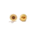 Boucles d'oreilles clous soleil en or avec pierre marron étincelante acier titane - Style Tournesol Doré / 1 Pièce / Marron