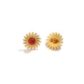 Boucles d'oreilles clous soleil en acier inoxydable avec pierre rouge, style rétro chic. - Style Tournesol Doré / 1 Pièce / Rouge