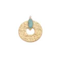 Stainless steel vintage turquoise round pendant DIY handmade necklace jewelry accessory. - Turquoise Large Disc Pendant / Green