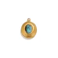 Pendentif ovale en acier inoxydable doré vintage avec turquoise pour collier bricolage. - Style Ovale Doré / 5 Pièces / Bleu sarcelle