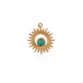 Pendentif soleil vintage en acier inoxydable turquoise accessoire bijou de mode variante - Style Soleil Doré / 3 Pièces/Paquet (3mm) / Bleu sarcelle