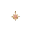 Pendentif soleil en acier inoxydable doré avec pierre précieuse rose pour la fabrication DIY. - Style Pierre Incrustée Soleil / 5 Pièces / Rose