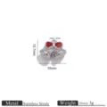 Stainless steel Christmas double bell pendant with red bow, DIY jewelry making accessory detail. - Pendant Only-Bell Style (4787) / Steel