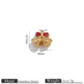 Stainless steel Christmas enamel double bell charm pendant DIY jewelry making accessories 15mm - Pendant Only-Bell Style (4787) / Gold