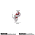Stainless steel Christmas candy cane charm with red enamel, DIY jewelry making accessory. - Pendant Only-Candy Cane Style (4787) / Steel