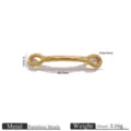 Stainless steel gold plated branch jewelry connector detail view, 4.5cm length, 4mm hole. - Smooth Curved Rod Style (6)