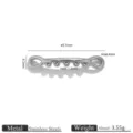 Stainless steel multi-hole branch connector jewelry DIY finding detail view showing size. - Single Row Curved Rod Style (7)