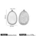 Stainless steel oval pendant blank DIY jewelry component with 1.5mm hole 31.6x20.5mm - Water Drop Style / Steel