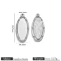 Stainless steel oval bezel pendant blank tray DIY jewelry making component 33.7x14.5mm - Oval Style / Steel