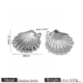 Stainless steel shell pendant detail showing 36mm size and 2.4mm hole for DIY jewelry. - Fan Shell Pendant (13)