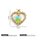 Edelstahl Herz Tulpe Anhänger Strass Emaille DIY Schmuck Zubehör Halskette Armband Charms - Anhänger Ohne Kette / Blau
