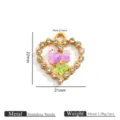 Edelstahl Herz Tulpe Anhänger Charms mit Strass und bunter Emaille für DIY Schmuck Zubehör. - Anhänger Ohne Kette / Lila