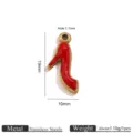 Stainless Steel Red Enamel High Heel Shoe Pendant Charm DIY Jewelry Making 19mm - Gold High Heel Pendants - Red